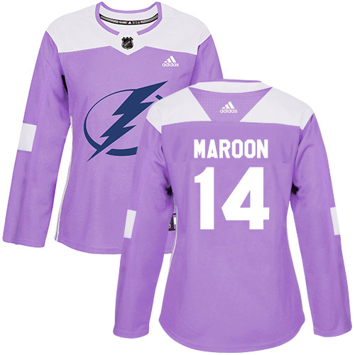 Adidas Tampa Bay Lightning 14 Pat Maroon Purple Authentic Fights Cancer Women Stitched NHL Jersey